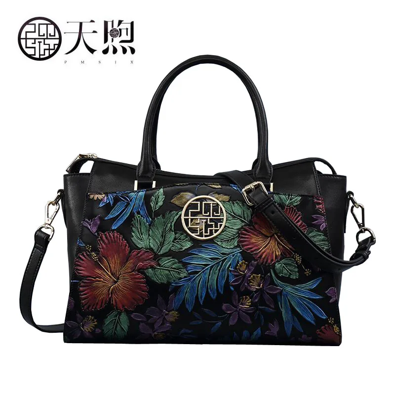 

TMSIX women leather bag famous brands fashion luxury handbags women bags designer embossed women hansbags women bags