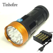 Rey 10t6 tinhofire 20000 lúmenes de luz led flashlamp 10 x cree xm-l t6 led linterna antorcha lámpara de luz con 4 cargador de batería