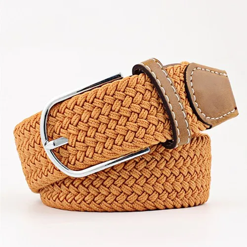 Hot Colors Belt Casual Women Knitted Pin Buckle Belt Fashion Woman Woven Elastic Stretch Belts Canvas Female - Цвет: tuo-seZ4