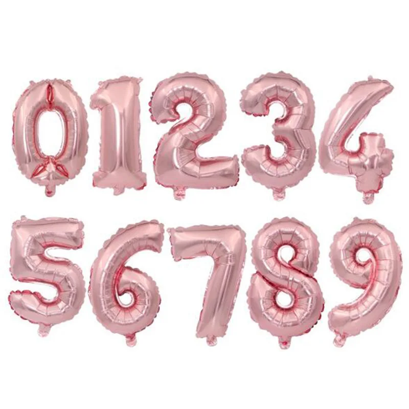 16 32 дюймов шар из фольги с цифрами розового, золотого, серебряного, голубого цветов, цифровой шар, украшение для дня рождения, принадлежности для детского душа, Globo