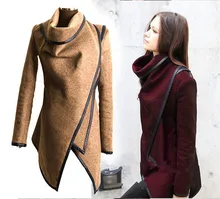 Nice New Autumn And Winter Turtleneck Women Woolen Coat Fashion Long Slim Skirt Windbreaker Female Jacket CP1148