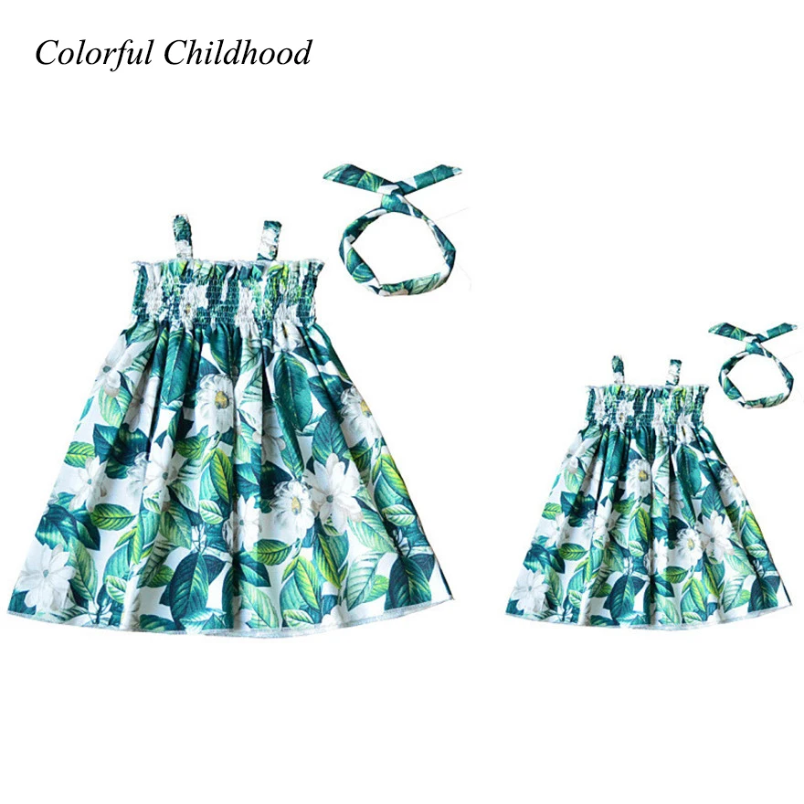 

Mother Daughter Dresses Summer Family Clothing Mom and Daughter Dress Gardenia flower printing Family Matching Outfits Dress