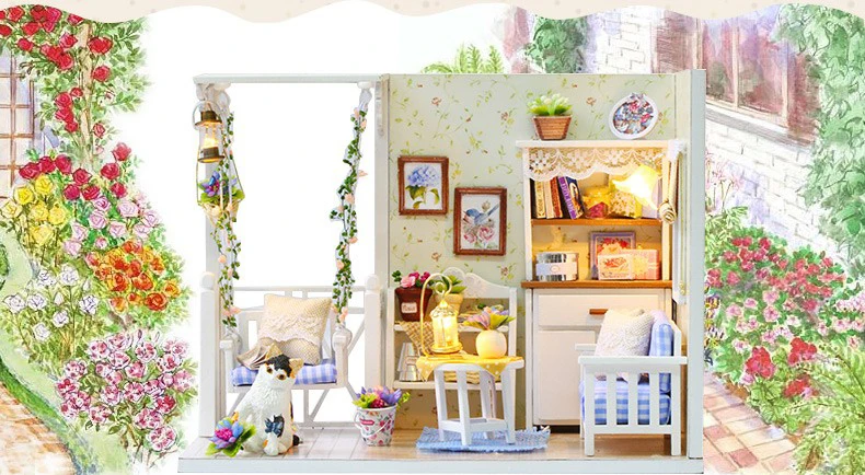 Кукольный дом мебель Diy Миниатюрный пылезащитный чехол 3D Деревянный Miniaturas кукольный домик игрушки для детей подарки на день рождения дневник котенка