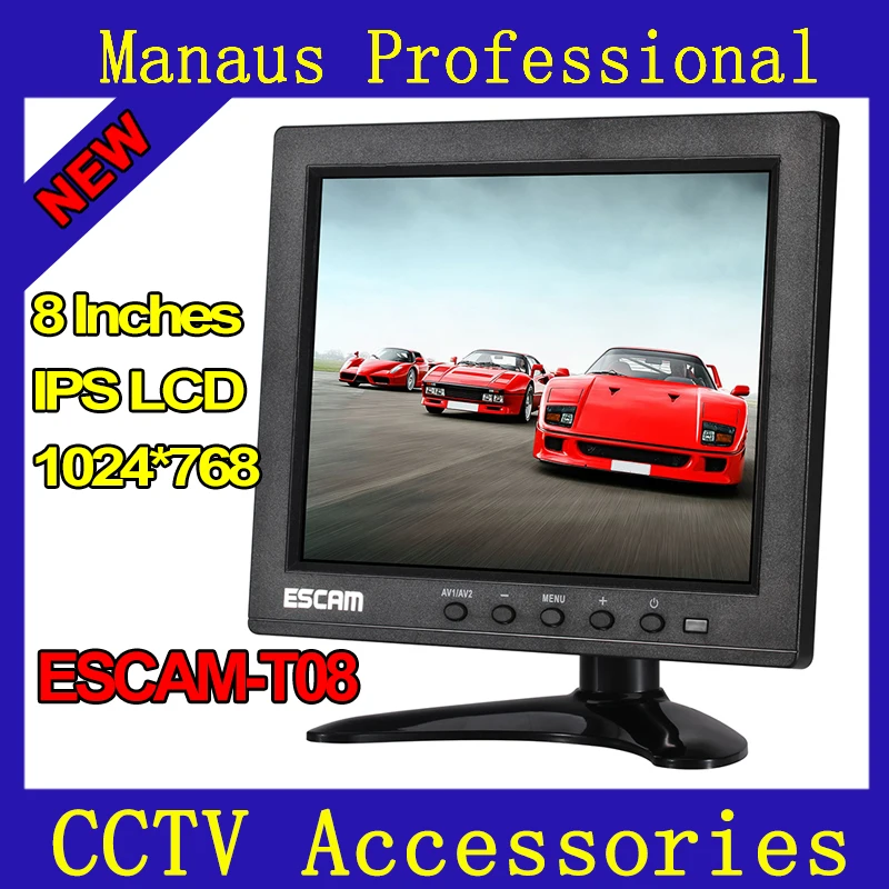 

Multi-language 8inch (1024x768) TFT LCD CCTV Monitor with VGA HDMI AV BNC USB for PC CCTV Security Surveillance System ESCAM T08