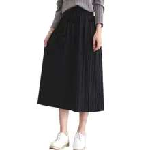 Элегантные винтажные эластичный пояс кружево до плиссированные юбки женские макси длинные юбки зимние шерстяные юбки Saias