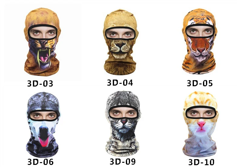 WOSAWE мотоцикл Балаклава 3D маска для лица Мужская для активного спорта, ветрозащитные крышки головы 3D Животный узор мотокросса маска для лица мото