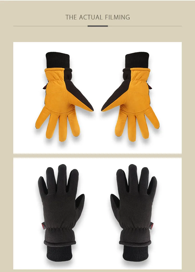 OZERO новые рабочие перчатки мужские зимний теплый для катания на лыжах сварочные рабочие перчатки оленья кожа износостойкие водостойкие
