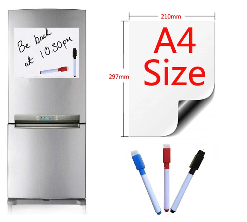 

A4 Size 210mmx297mm Magnetic Whiteboard Fridge Magnets Presentation Boards Home Kitchen Message Boards Writing Sticker 3 Pen