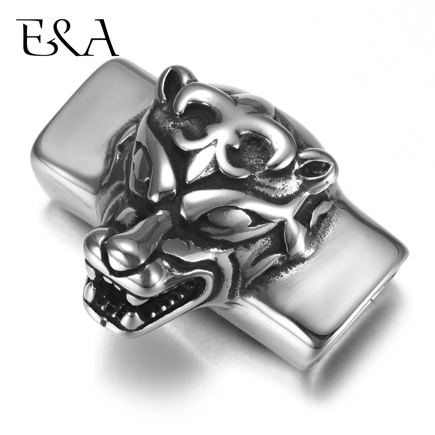 

Stainless Steel Slider Beads Wolf Head 12*6mm Hole Slide Charms for Men Leather Bracelet Punk Jewelry Making DIY Supplies