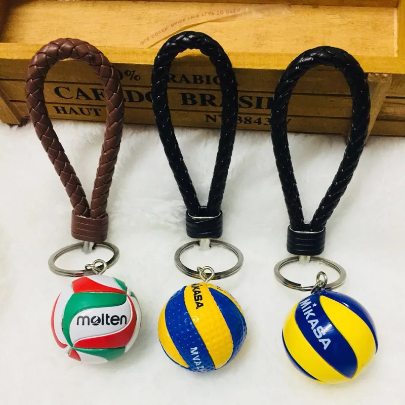 HOT Leather Rope Woven Volleyball Keychain Ball Key Holder Volleyball Gifts Car Keyring Gifts Key Chains Bag Backpack