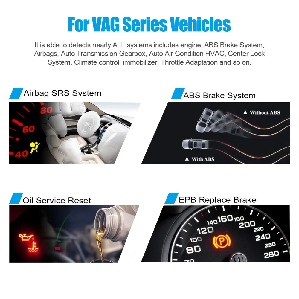 Autophix V007 Автомобильный диагностический сканер для гольфа Gol Passat A4 A6 Q7 ABS SRS Oil Service