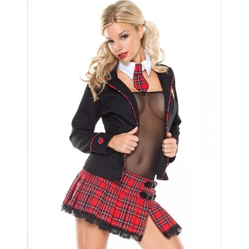 New Naughty School Girl Uniform Halloween Costume Full Set -2848