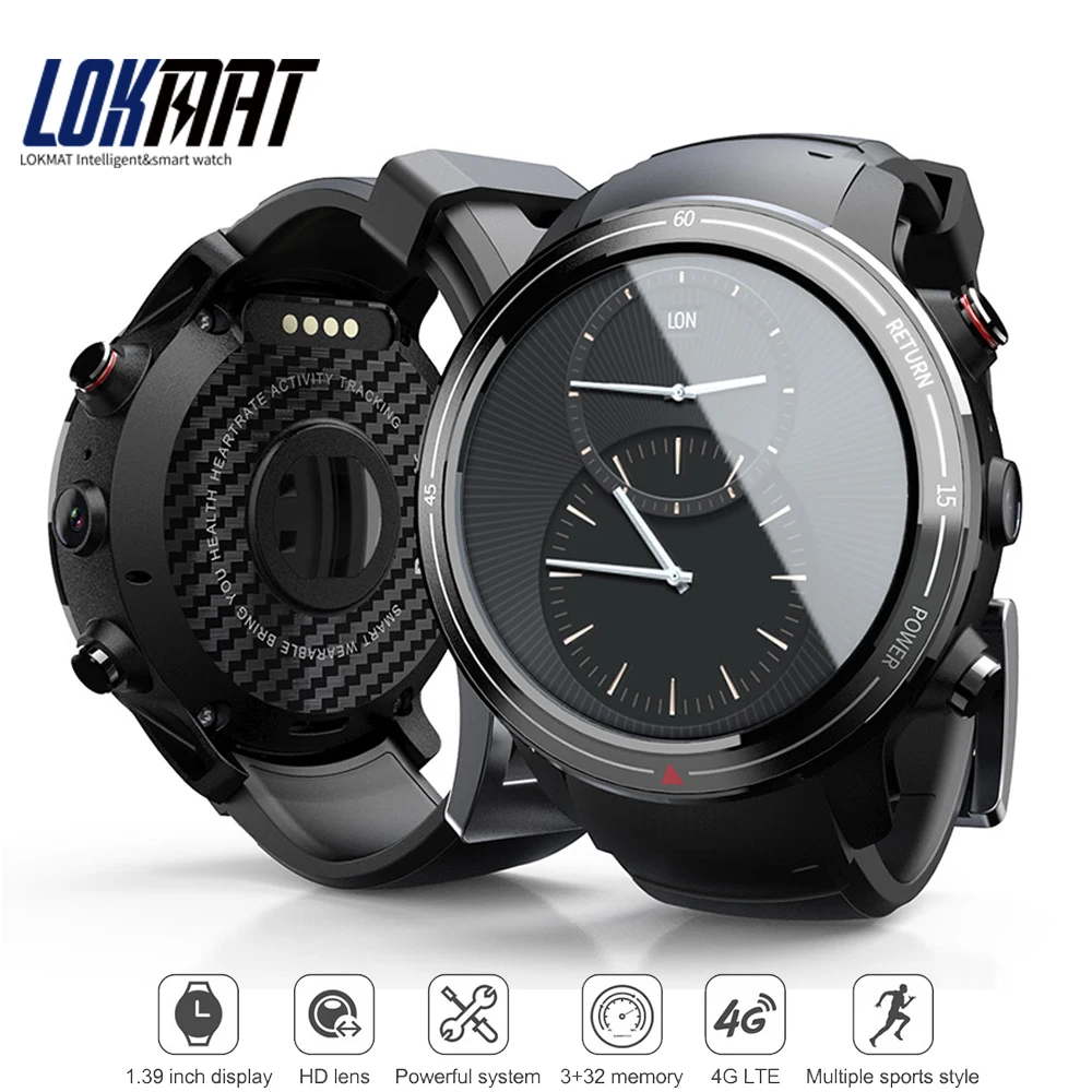 LOKMAT LOK01 4G умные часы для мужчин 3 ГБ+ 32 ГБ MTK6739M Android 7,1 фитнес-трекер 1,3" AMOLED дисплей WiFi gps Bluetooth умные часы