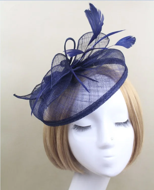 navy and yellow wedding hats