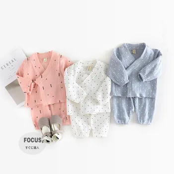 

Autumn New Baby Clothes Triangle Stars Dot Print Toddler Girls Clothing Set Japan Baby Boy Clothes 2pcs Cotton Pajamas Suits