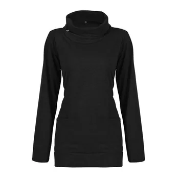 

Long Sleeves Turtleneck Solid Hoodies Sweatshirt Women Loose Autumn Hoody Female Hooded Pullover Outweat