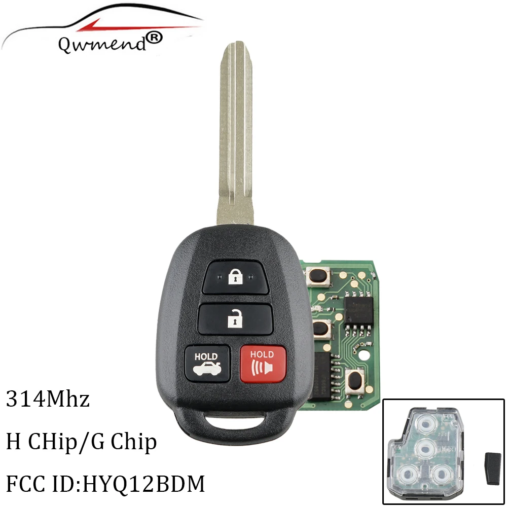 2X Upgraded Remote Key Fob 314MHz G for Toyota Camry 2012-2014 HYQ12BDM HYQ12BDM 