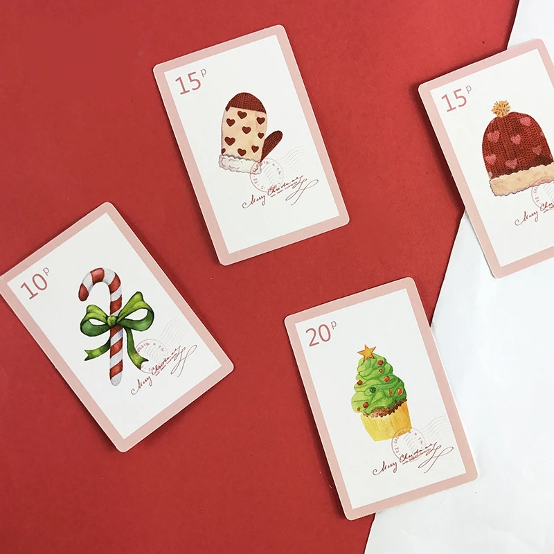 Красная рождественская тема мини бумажные карточки DIY Закладка Подарок 54 шт./лот