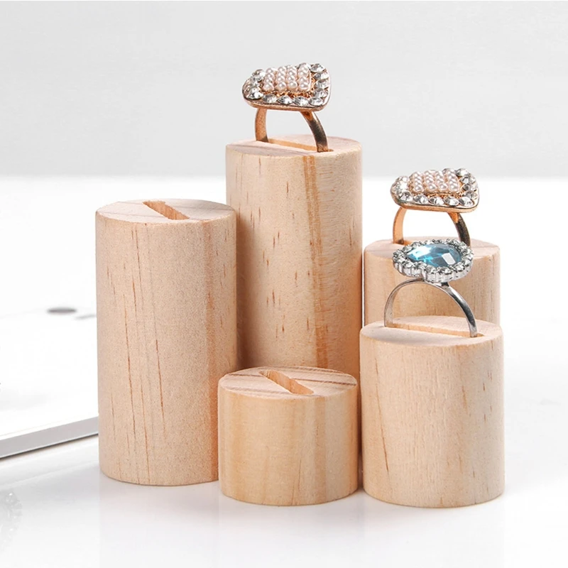 

5 Pcs Wooden Ring Jewelry Display Rack Organizer Stand Cone Shape Holder
