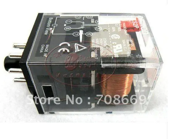 1 set MKS2P AC 220V Power Relay 8-Pin 2NO 2NC 10A 250VAC DPDT With Base