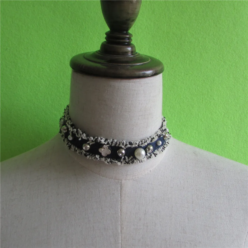 

high quality new fashion Velvet Flannel Cloth Chokers Necklaces Flower Lace Short Collar Punk Gothic Jewelry YL446