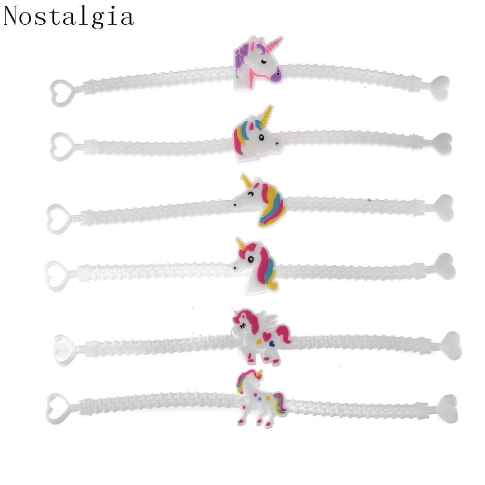 Симпатичные 6 шт смешанные стили Единорог силиконовые браслеты резиновые браслеты игрушки для детей мальчиков девочек взрослых день рождения рождественские подарки