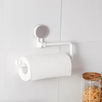 

360 Degree Rotation Wall Mounted Self Adhesive Hanger Kitchen Bar Bathroom Towel Paper Roll Holder Plastic Wrap Rack Home Tool