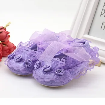 

1 Pair Toddler First Walkers Solid Baby Shoes Newborn Girls Lace Cloth Soft Sole Princess Shoes Prewalker Newest