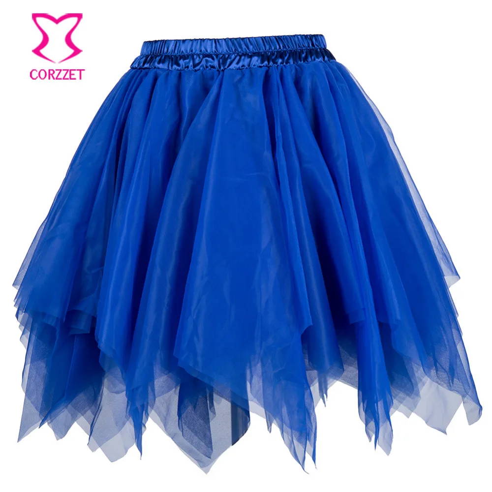 

Blue Tulle Mini Petticoat Sexy Underskirt Gothic Pettiskirt Burlesque Corset Tutu Skirt Fluffy Skirts For Women Club Dancewear