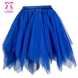 Голубой тюль мини юбка Sexy Нижняя Готический Pettiskirt Бурлеск корсет юбка-пачка пушистый Юбки для женщин для Для женщин клуб танцевальная