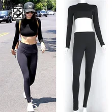 Crop top + Legging 2 pieces tracksuit for women sport suit female yoga set gym training fitness compression sportswear