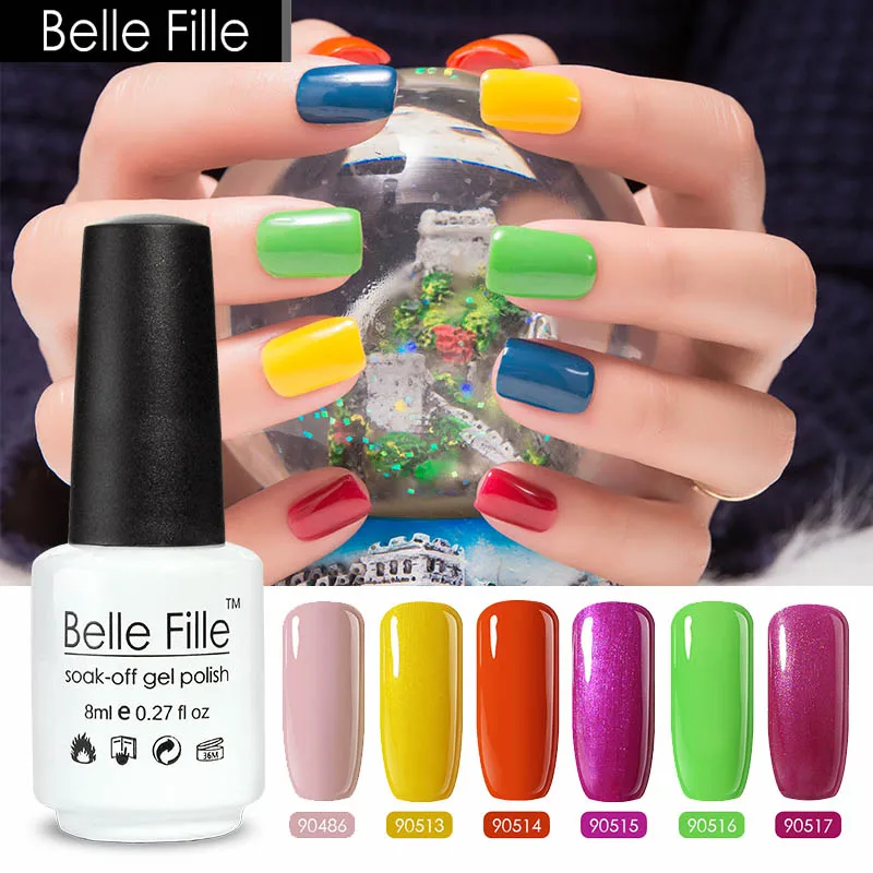 

Belle Fille 8ml Gel Nail Polish Gel Lak Nail Art Semi-Permanent Varnish Hybrid Long Lasting Gel Uv Soak Off Gel Lacquer Vernis