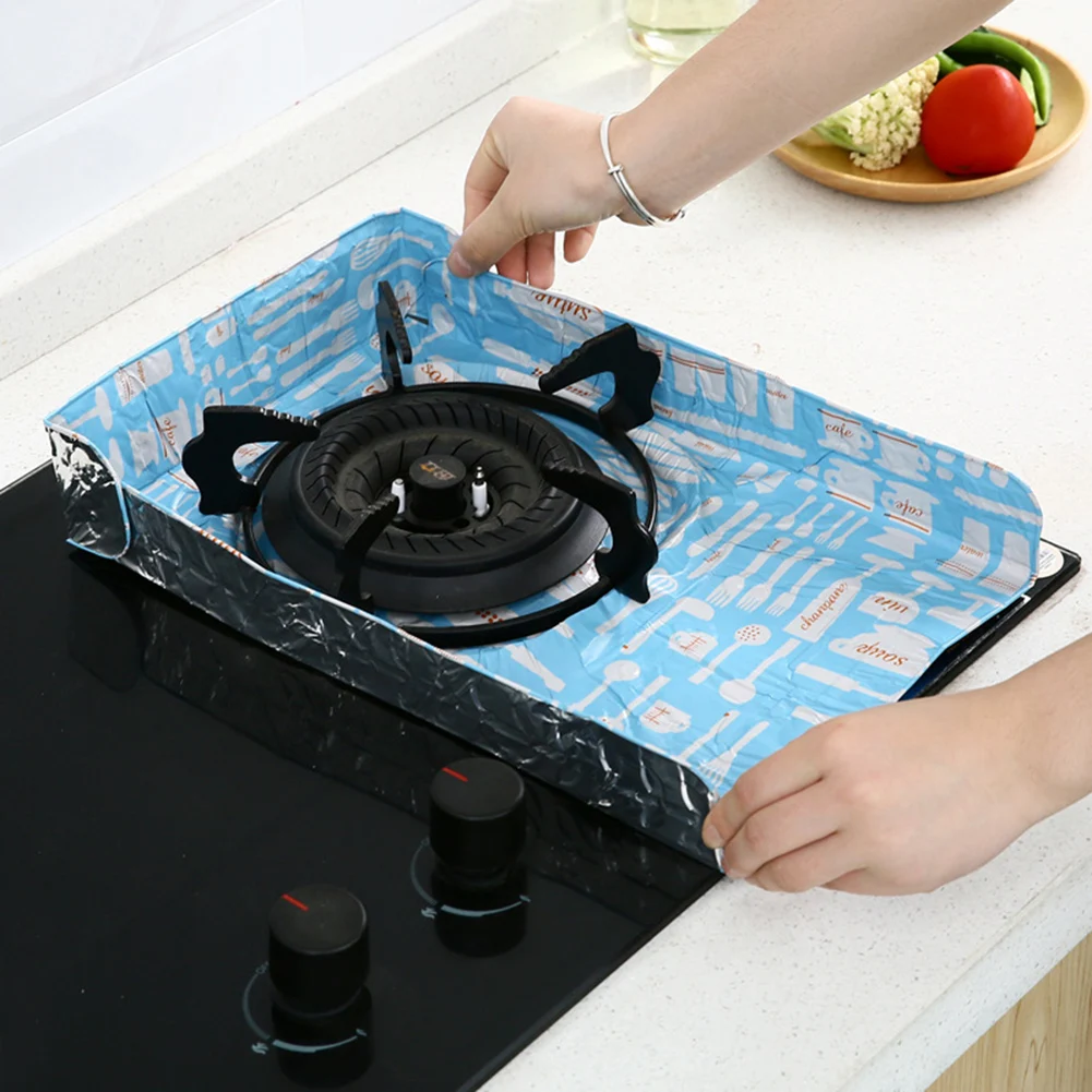 2 Pcs / Set Oil Splatter Screen Gas Stove Oil Plate Aluminium Foil Anti oil Pad Kitchen Cooking