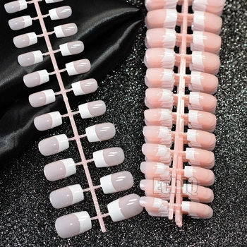 

240pcs Beige French Full Nail Tips White Squoval Design Long Size Square Fake Acrylic Nails DIY Faux Ongles Manicure Tool Z490