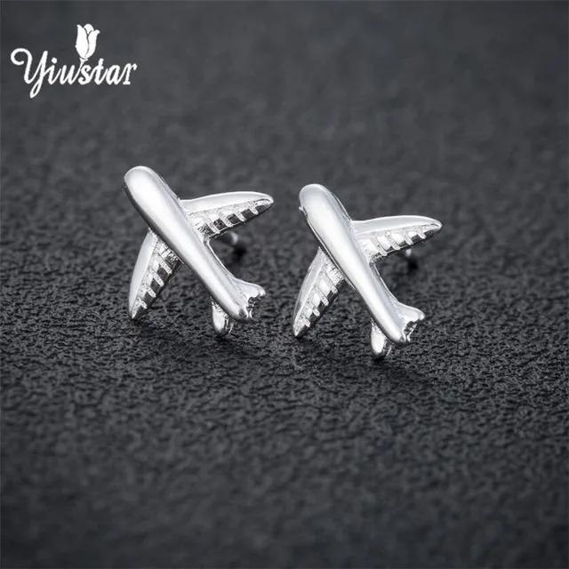 Yiustar New Plane Stud Earring Jewelry Luxury Women Party Airplane Yiustar New Plane Stud Earring Jewelry Luxury Women Party Airplane Earrings Cute Lady Aircraft Copper
