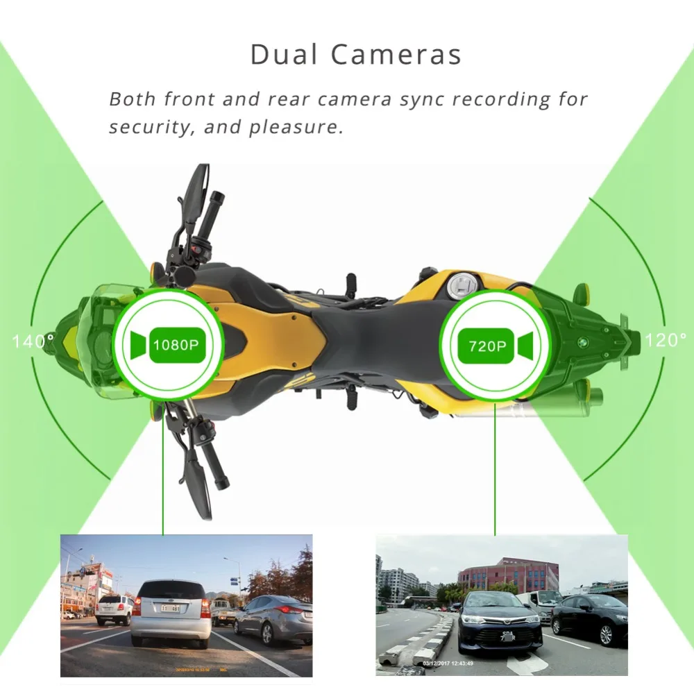 SYS VSYS M6L WiFi de la motocicleta DVR Dash Cam Full HD 1080 P HD + 720 P delantera y trasera vista impermeable motocicleta negro cámara grabadora caja - 3