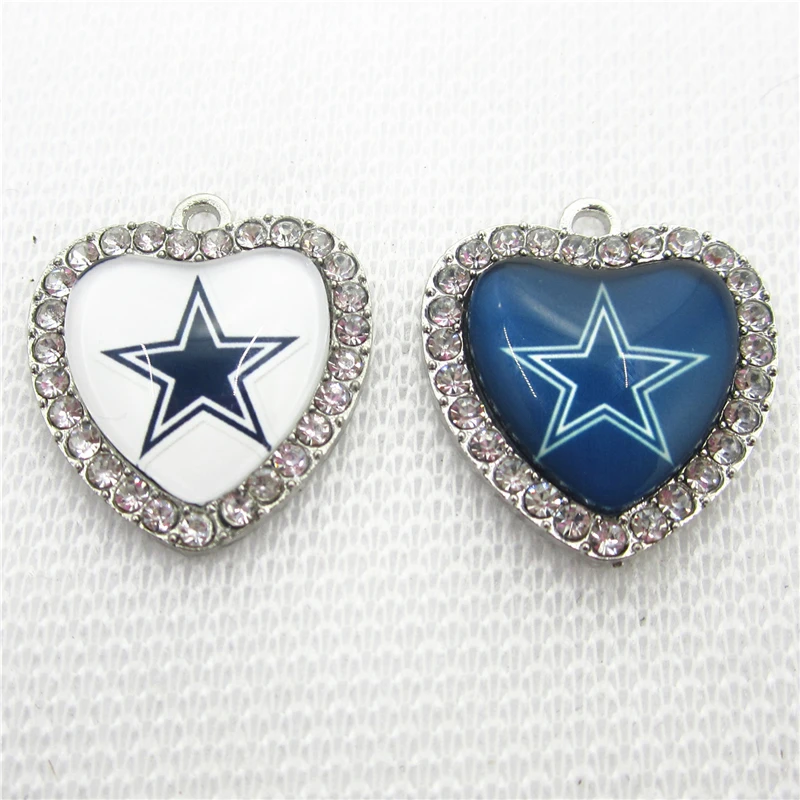 

20pcs Pendants Cowboy Star Charms Crystal Heart Football Sport Haning Charms DIY bracelet necklace Jewelry Dangle Charms