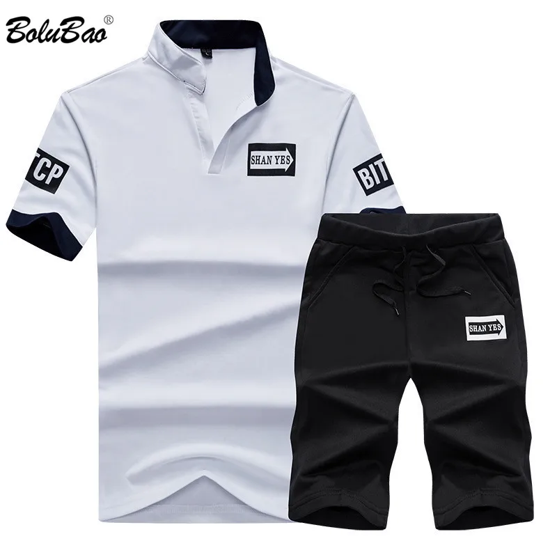 

BOLUBAO Summer Sets Slim Fit Men's Print Tracksuit Men Set Mens Suits Sudaderas Hombre 2 Piece Jerseys Polo Sets Male