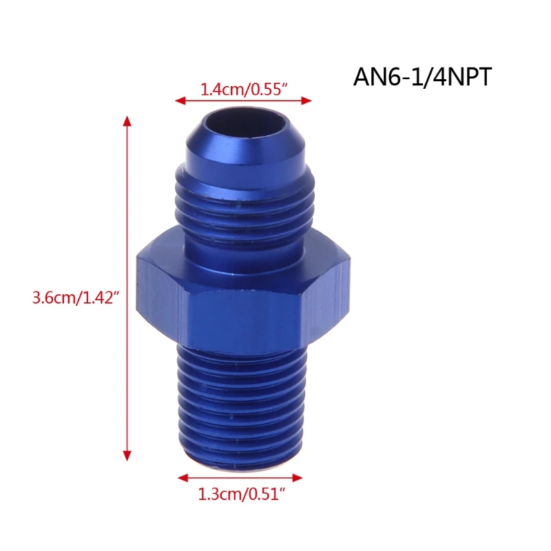 Различные AN6 AN8 NPT прямой мазута воздуха системы шланг Конец фитинг адаптер синий 1/2 1/4 3/8 - Цвет: AN6
