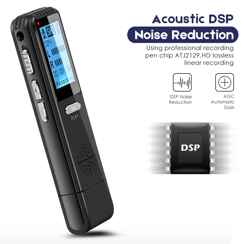 

Voice Activated Recorder Player Dictaphone Mini Registrar Hidden Sound Microphone Telephone Recording Smallest Pen DSP Reduction