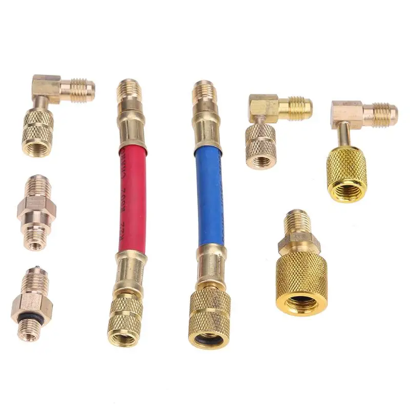 

8pcs Strong Sealing Auto Car Air Conditioning Refrigerant Connector Hose for R134A R12 Joint Adapter with 120 mm tubes