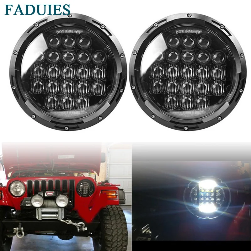 

FADUIES 75W 5D 7 inch Car Led Headlight 4x4 Off road Led H4 Hi/Lo Beam led Auto Headlight Kit for Jeep Wrangler JK CJ