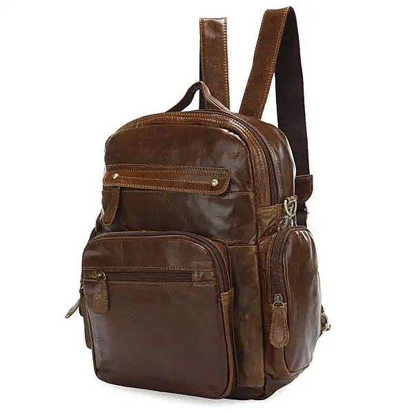 

Free Shipping High Quality Selection Classic Vintage Unisex JMD Genuine Leather Backpack Messenger Bag #2751B-1