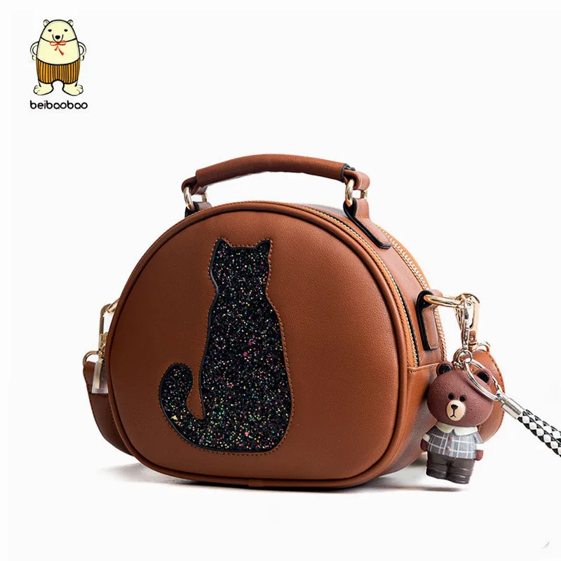 

Beibaobao female messenger bag 2019 new small package cartoon shoulder bag handbag lovely bags women bag sequined cat designer