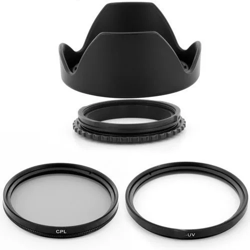3 in 1 new 77mm Reversible Lens Hood + CPL + UV Filter Kit for canon