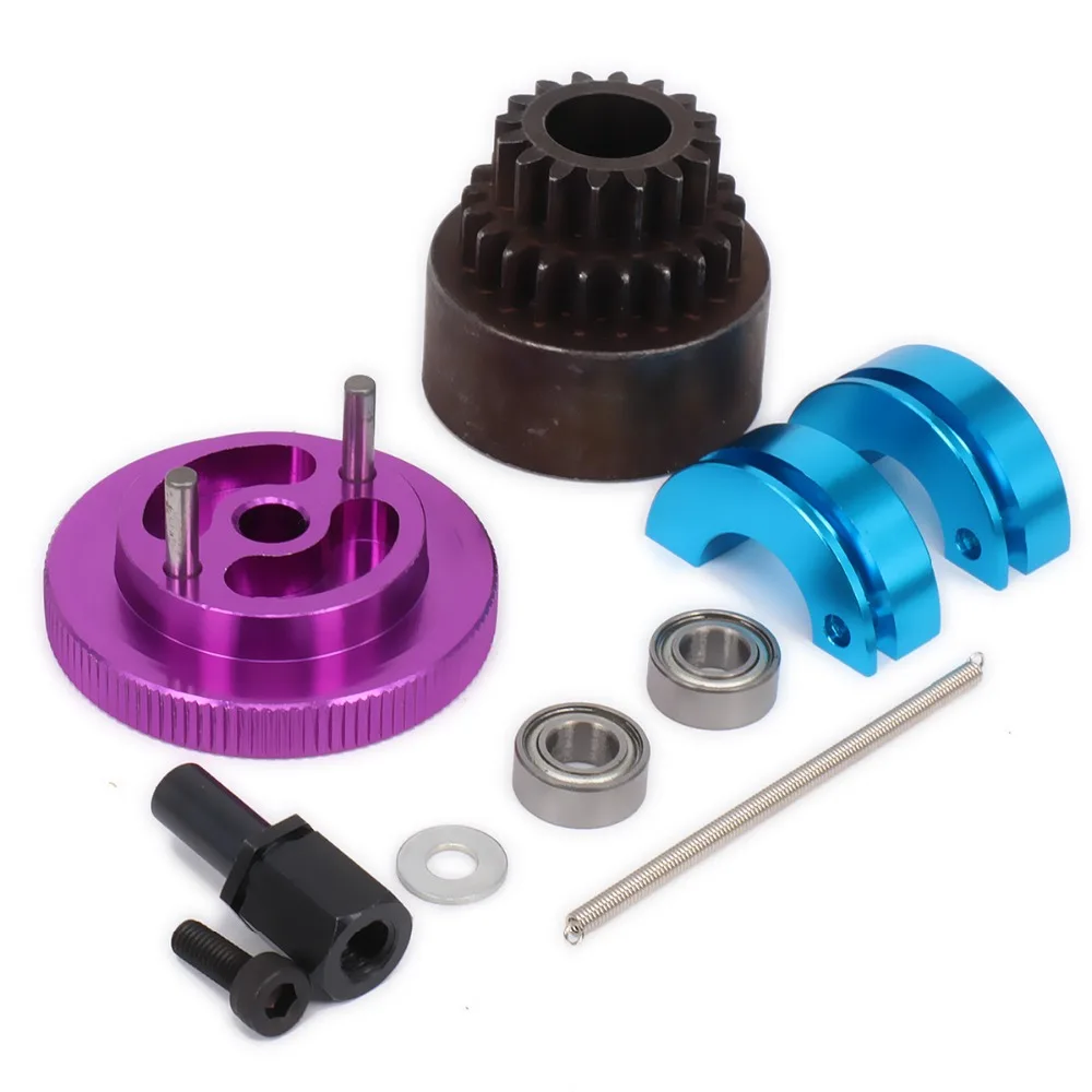 16 21 Tooth Teeth Two Speed Clutch Set Bell Shoes Springs Flywheel Bearings Axle16T 21T For 1/10