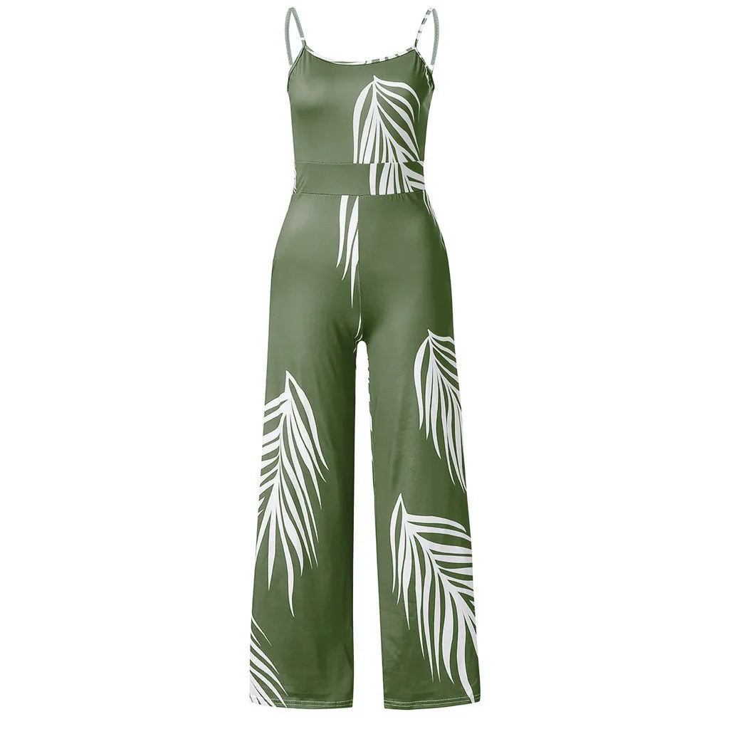 Elegant Women Summer Fashion Floral Print Lady Sling Sleeveless Jumpsuit women jumpsuit romper sexy women bodysuit overalls