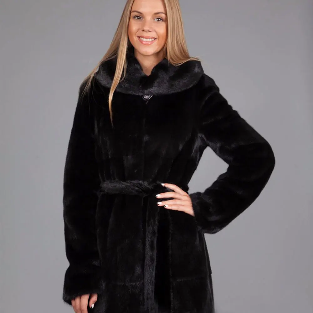 Wmswjh зимнее плотное теплое меховое пальто с капюшоном X-Long черное меховое пальто женское роскошное качественное пальто из искусственного меха норки парка WS98