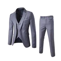 2019 мужские модные тонкие костюмы мужская деловая повседневная одежда дружка костюм из трех предметов пиджаки куртка брюки жилет наборы
