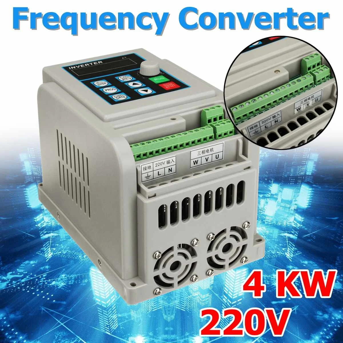 

AC 220V Frequency Converter 4KW Variable Frequency Drive Converter VFD Speed Controller Converter